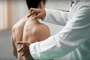 Back examination for pain below the left shoulder blade